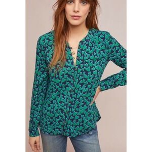 Anthropologie Conversations My funny valentine Heart Button Up Blouse Size 8‎